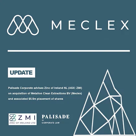 Palisade Corporate advises Zinc of Ireland NL on Meclex acquisition